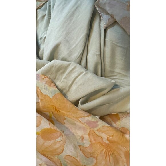 NWT ASTR XL The Label Orange Tropical Maxi Dress Puff Sleeves & Tie Front - Picture 15 of 16